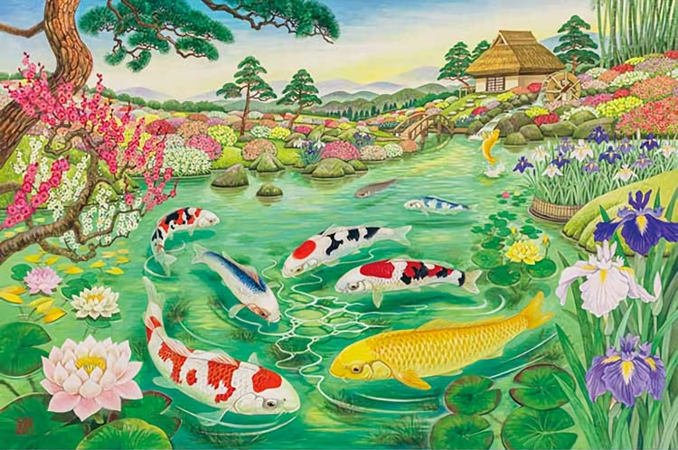 Hyakka Yurizu - 百花鯉魚 1000塊 (50×75cm)