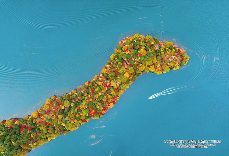 日本風景 - 紅葉下的中禅寺湖 300塊 (26×38cm)