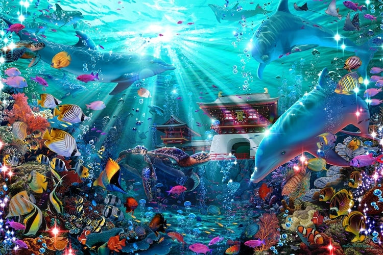 (鐳射閃面) Christian Lassen -海底城堡 1000塊 (50×75cm)
