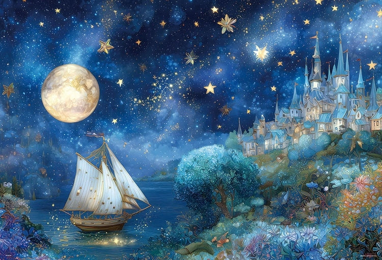 Nakata - 夢幻般的帆船與花之王國 1000塊 (49×72cm)
