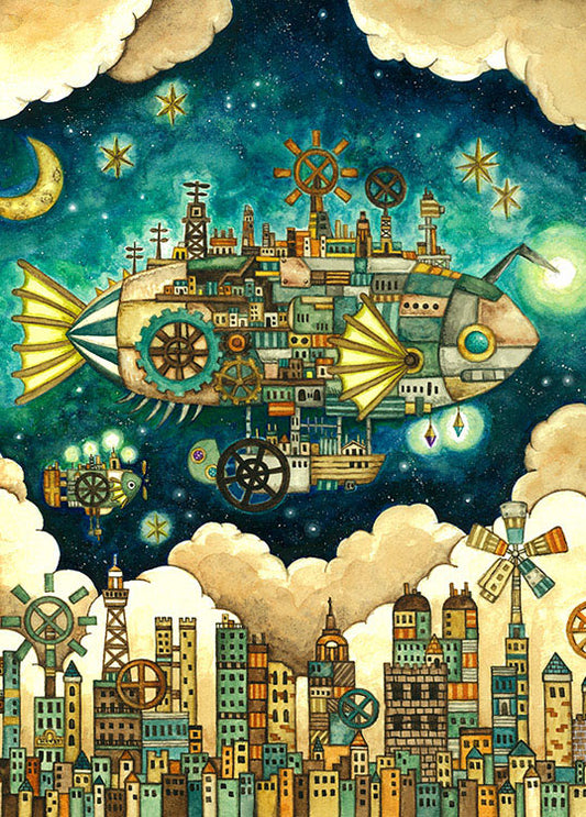 西村典子 -  機械飛魚之城 500塊 (38×53cm)