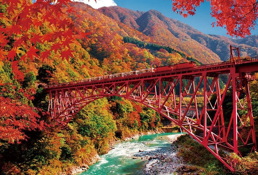 日本風景 - 秋季的黑部峽谷與電車 1000塊 (49×72cm)
