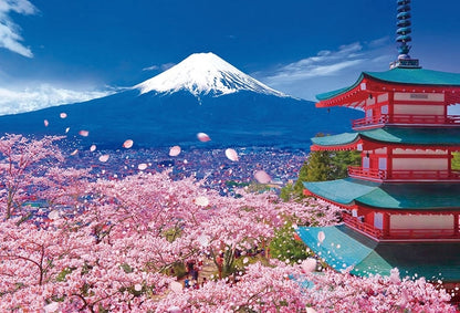 日本風景 - 春天的富士山和淺間神社 1000塊 (49×72cm)