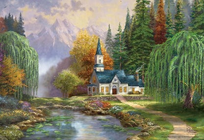 (帆布紋理) (迷你尺寸) Thomas - 水邊教堂 1000塊 (26×38cm)