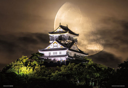 日本風景 - 月夜下的岐阜城 300塊 (26×38cm)