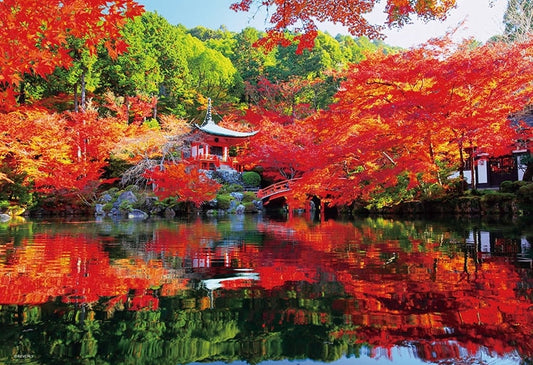 日本風景 -  秋天色彩繽紛的醍醐寺 300塊 (26×38cm)