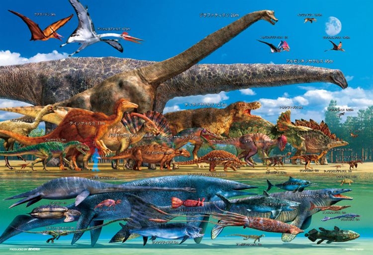 (特大尺寸) 服部雅人 - 恐龍大小比較世界 150塊 (26×38cm)