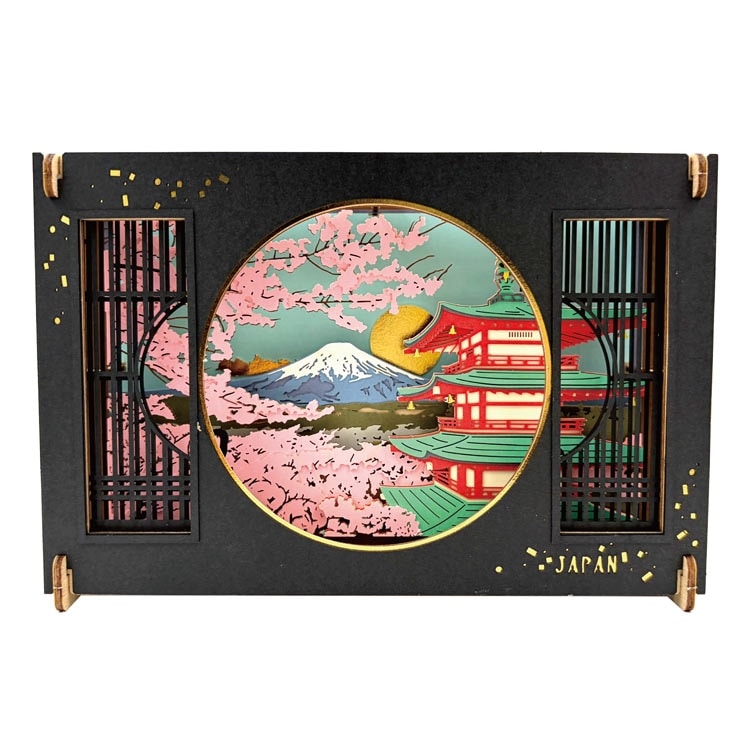(木質) Paper Theater - 從窗戶欣賞富士山和櫻花 (L Size)