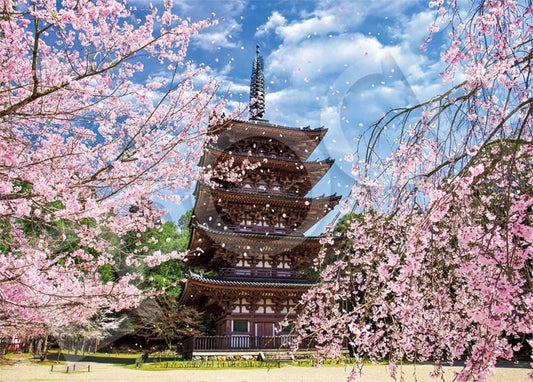 日本風景 - 醍醐寺櫻花與五重塔 500塊 (38×53cm)