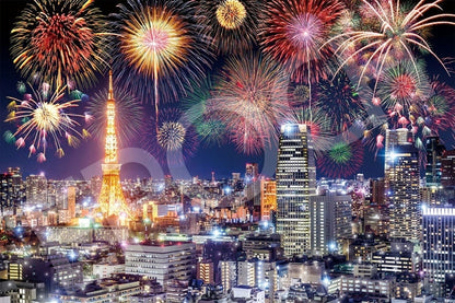 (夜光) 日本風景 - 東京夜景與煙火 1000塊 (50×75cm)