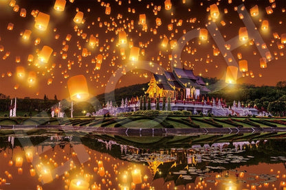 泰國風景 - 閃耀的燈籠之夜 1000塊 (50×75cm)