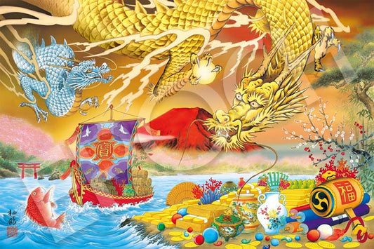 (迷你尺寸) Miki Okuda -幸運金銀龍 1500塊 (50×75cm)