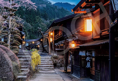 日本風景 - 傍晚的長野妻籠宿 300塊 (26×38cm)