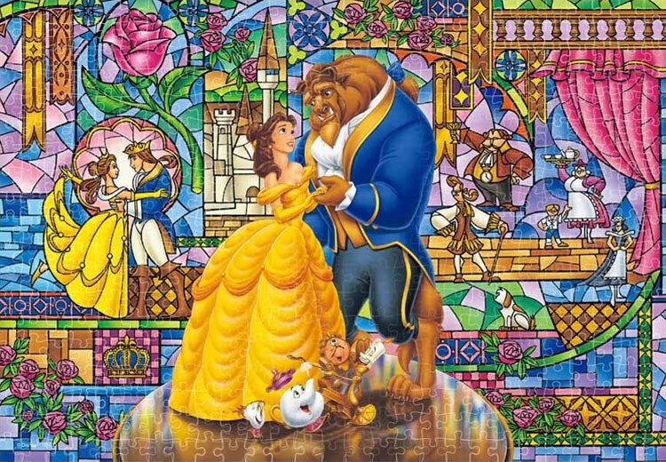 (透明樹脂) 美女與野獸 - 愛的彩色玻璃 500塊 (25×36cm)