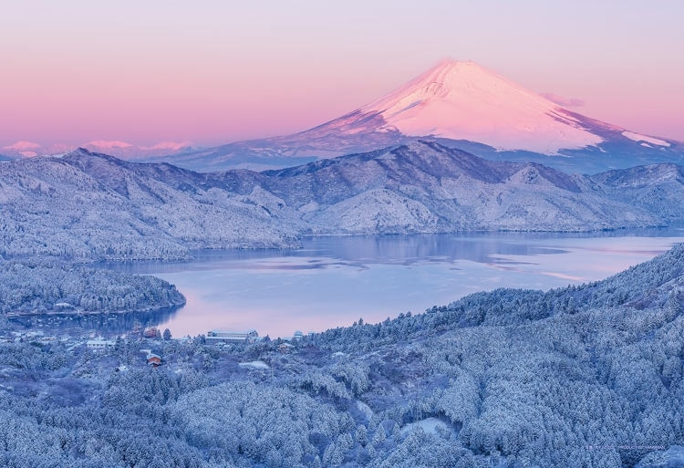 日本風景 - 日出時白雪皚皚的富士山 300塊 (26×38cm)
