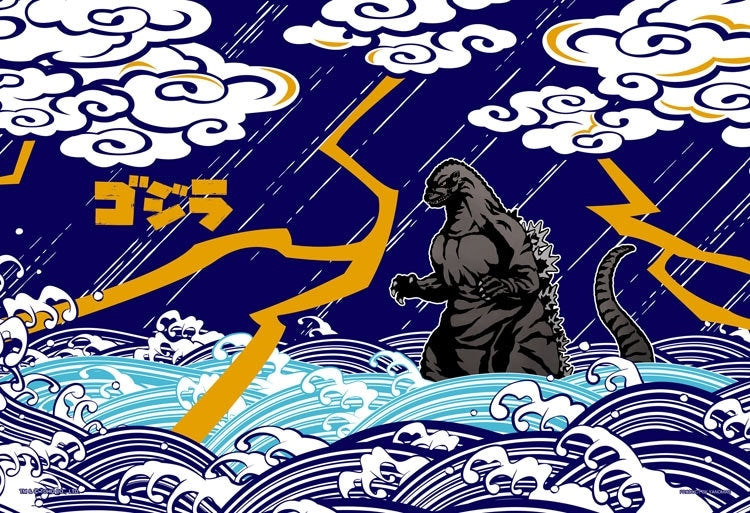 (燙金工藝)哥斯拉 - 日本畫風哥斯拉  300塊 (26×38cm)