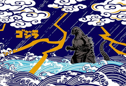 (燙金工藝)哥斯拉 - 日本畫風哥斯拉  300塊 (26×38cm)