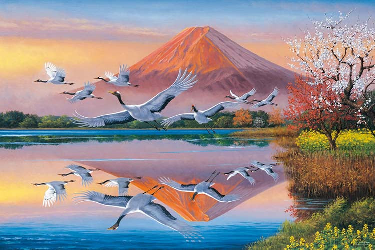 梶田龍司 - 舞鶴和富士山 1000塊 (50×75cm)