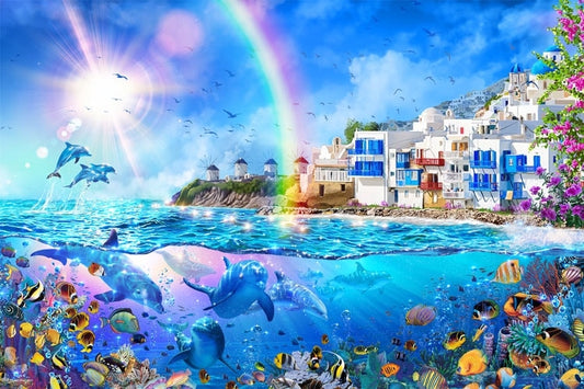 (鐳射閃面) Christian Lassen - 米克諾斯島的海豚 1000塊 (50×75cm)