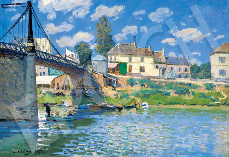 (帆布紋理) (迷你尺寸) Alfred Sisley - 拉加雷訥新城的橋 1053塊 (26×38cm)