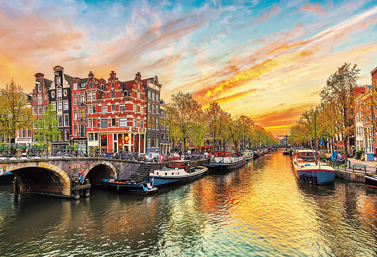 荷蘭風景 - 黃昏的阿姆斯特丹 1000塊 (49×72cm)