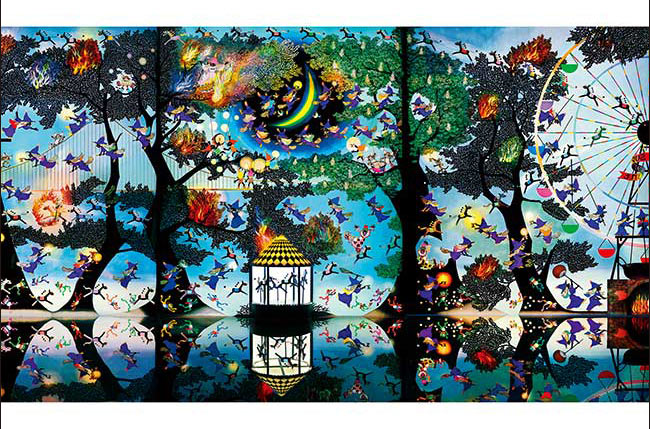 藤城清治 - 在魔法森林燃燒的再生火焰 1000塊 (50×75cm)