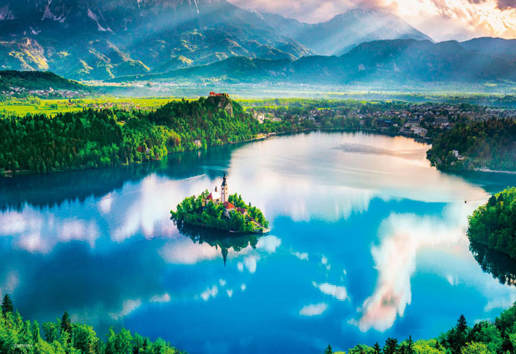 (迷你尺寸) 斯洛維尼亞風景 - 布萊德湖上小教堂 1000塊 (26×38cm)