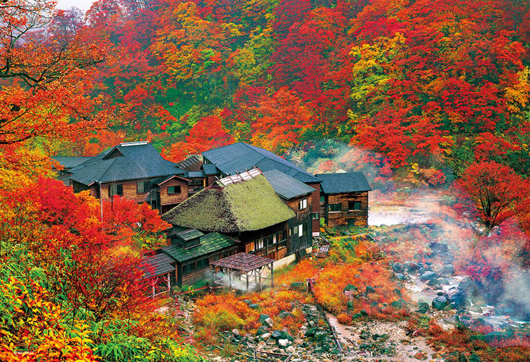 日本風景 - 深秋之陸奧溫泉村 300塊 (26×38cm)