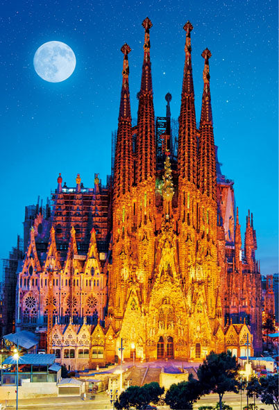 西班牙風景 - 月光下的聖家宗座聖殿暨贖罪殿 1000塊 (49×72cm)
