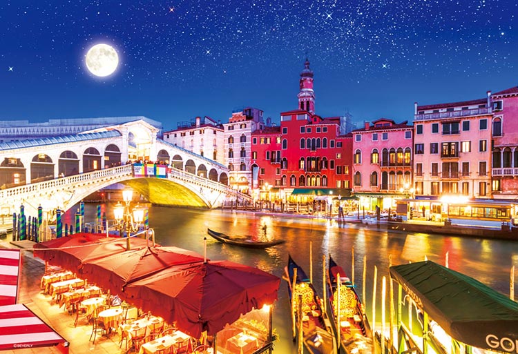 (迷你尺寸) 意大利風景 - 月夜威尼斯 1000塊 (26×38cm)