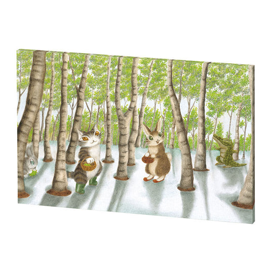 畫布框立體 - 達洋貓 融雪白樺森林 1126塊
