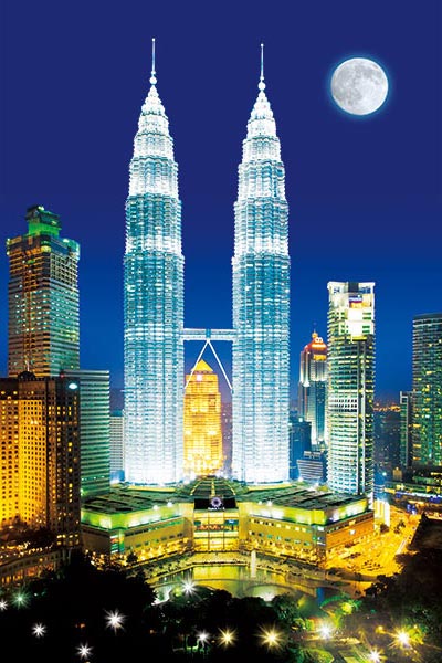 (夜光) 馬來西亞風景 - 雙峰塔 1000塊 (50×75cm)