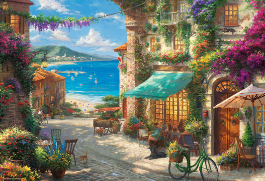(帆布紋理) Thomas Kinkade - 西西里島開花咖啡館 1000塊 (49×72cm)