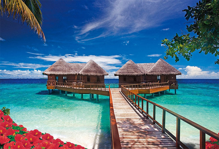 (迷你尺寸) 馬爾代夫風景 - 熱帶小屋 1053塊 (26×38cm)
