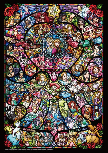 (迷你尺寸) 迪士尼 - 迪士尼全女角色彩色玻璃 1000塊 (29.7×42cm)