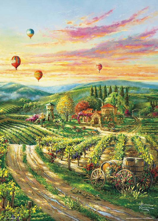 (帆布紋理) Thomas Kinkade - 葡萄園休假日 600塊 (38×53cm)