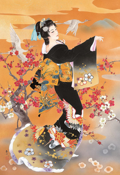 森田春代 - 祝鶴 300塊 (26×38cm)