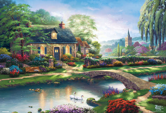(帆布紋理) Thomas Kinkade - 平靜時間的小屋 1000塊 (49×72cm)