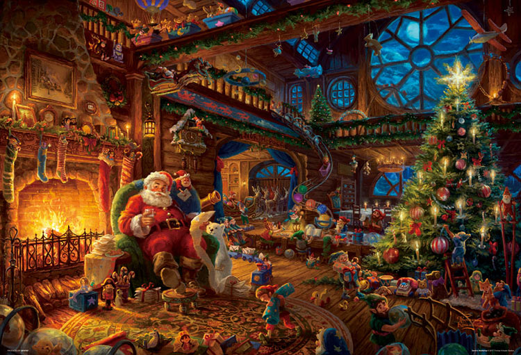 (帆布紋理) Thomas Kinkade - 聖誕老人工作室 300塊 (26×38cm)