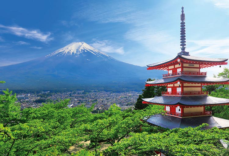 日本風景 - 俯瞰富士的淺間神社 1000塊 (49×72cm)