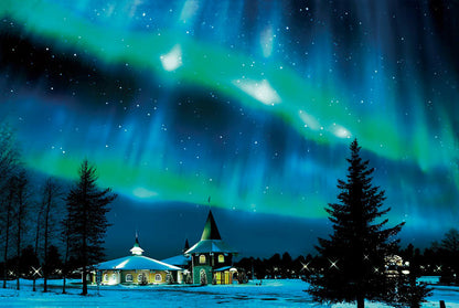 (夜光) 芬蘭風景 - 銀白教堂的極光夜 1000塊 (50×75cm)