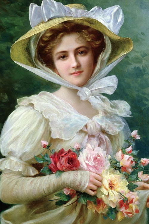 埃米爾·弗農 - 捧玫瑰的文雅女士 1000塊 (50×75cm)