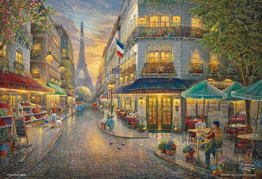 (迷你尺寸) (帆布紋理) Thomas Kinkade - 巴黎咖啡館 500塊 (26×38cm)